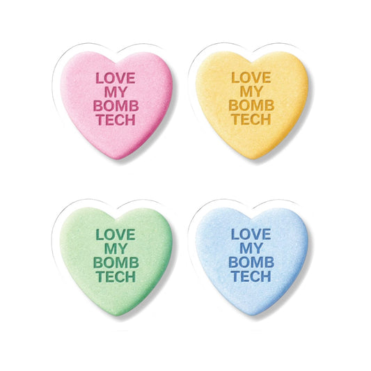 K-Factor Supply Co Candy Heart (4-Pack) Stickers 4" × 4" / White