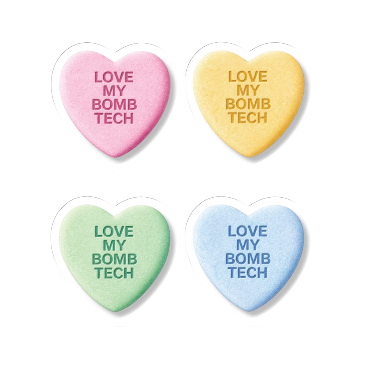 K-Factor Supply Co Candy Heart (4-Pack) Stickers 6" × 6" / White
