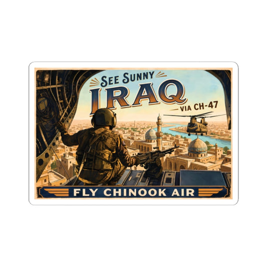 K-Factor Supply Co Chinook Air - Iraq Sticker 2" × 2" / White