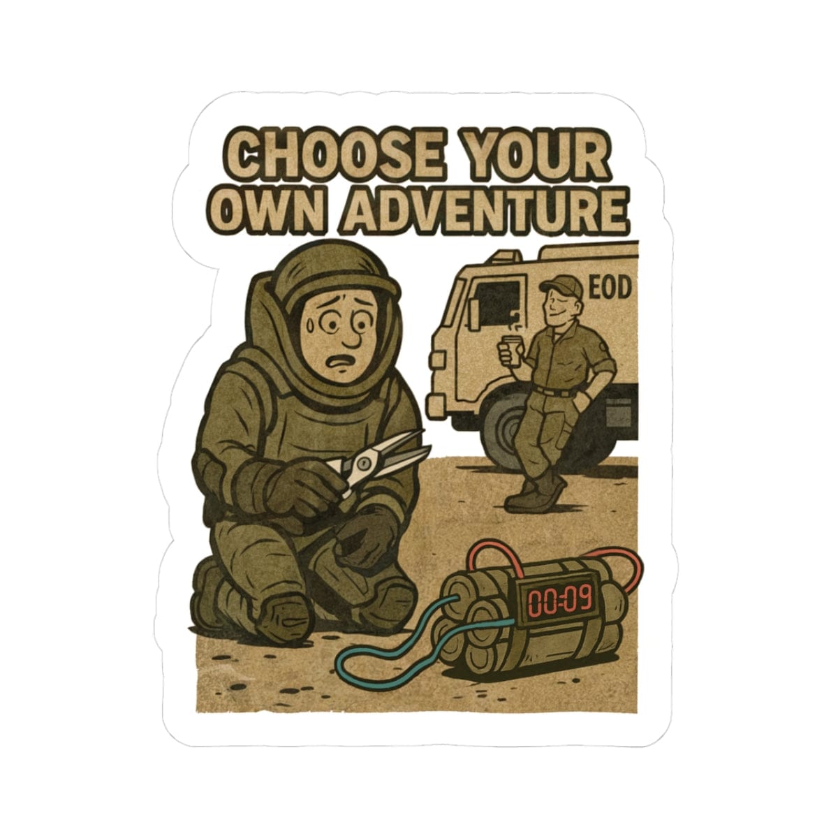 K-Factor Supply Co Choose Your Own Adventure Sticker 3" × 3" / White