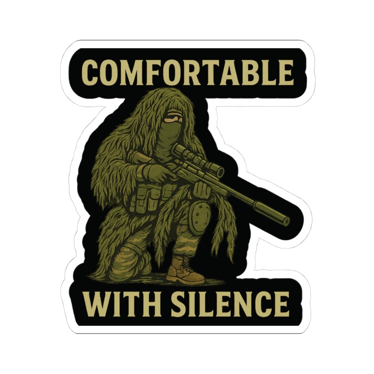 K-Factor Supply Co Comfortable with Silence Sticker 4" × 4"