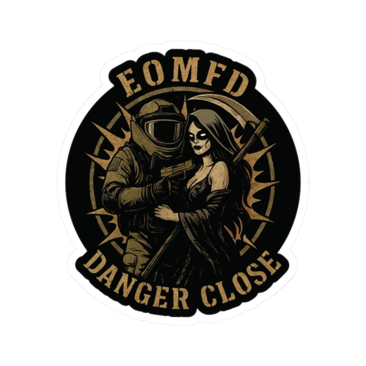 K-Factor Supply Co Danger Close Sticker 2" × 2"