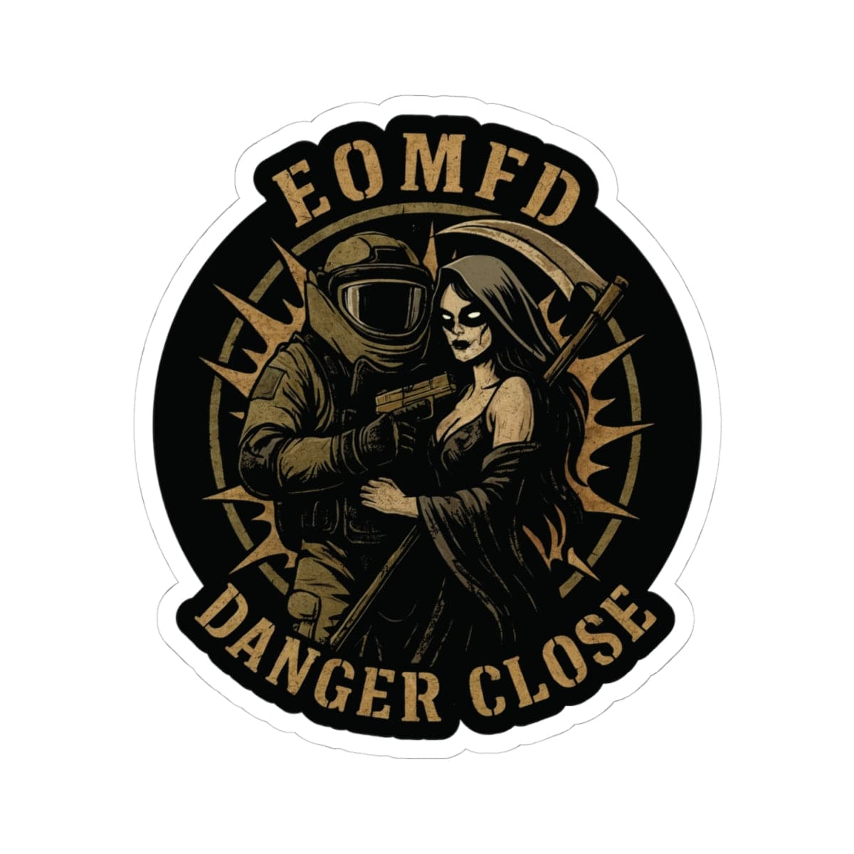 K-Factor Supply Co Danger Close Sticker 4" × 4"