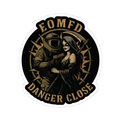 K-Factor Supply Co Danger Close Sticker 4" × 4"