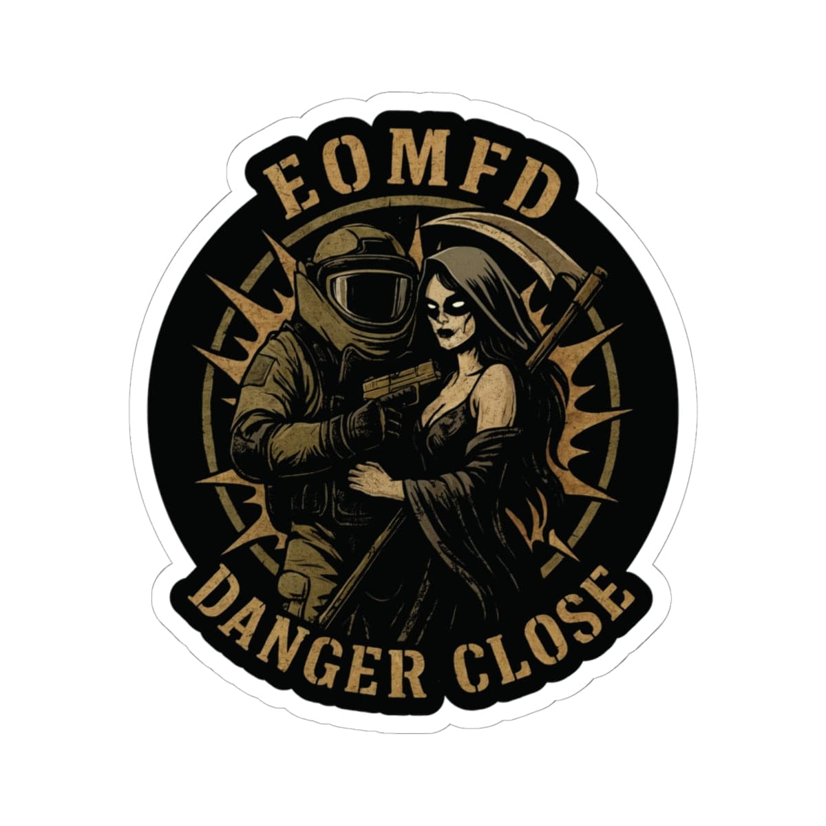 K-Factor Supply Co Danger Close Sticker 6" × 6"