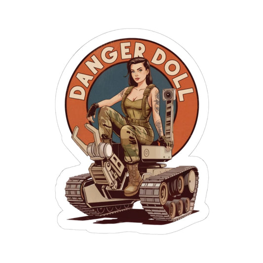 K-Factor Supply Co Danger Doll (Mk 1 Mod 0) Sticker 6" × 6"