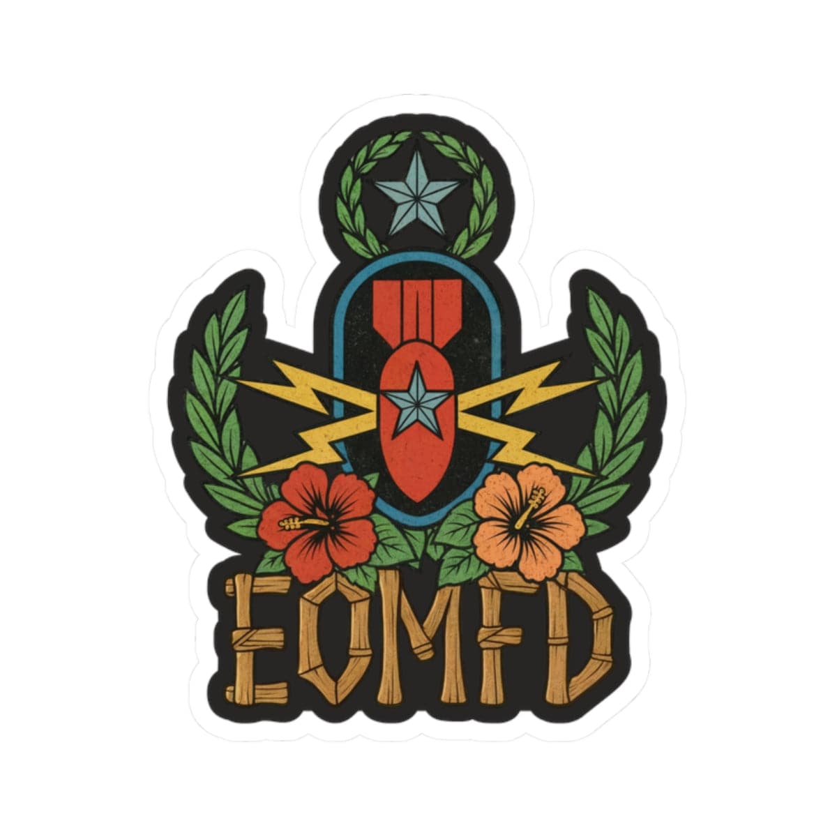 K-Factor Supply Co EOMFD Tropical Sticker 2" × 2"