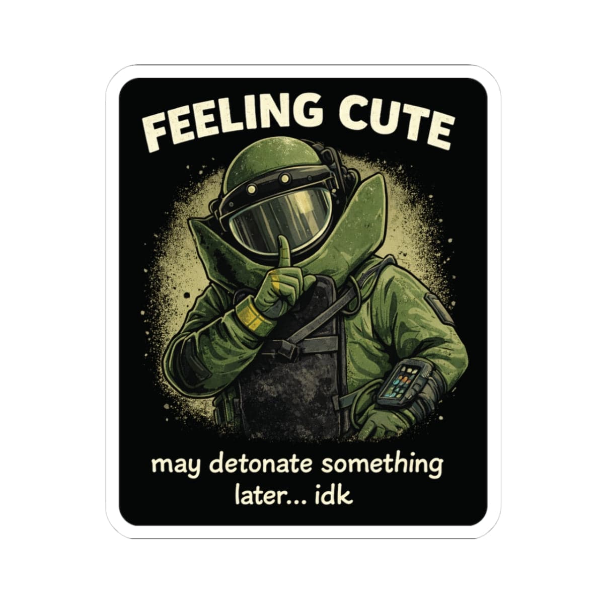K-Factor Supply Co Feeling Cute Sticker 3" × 3"