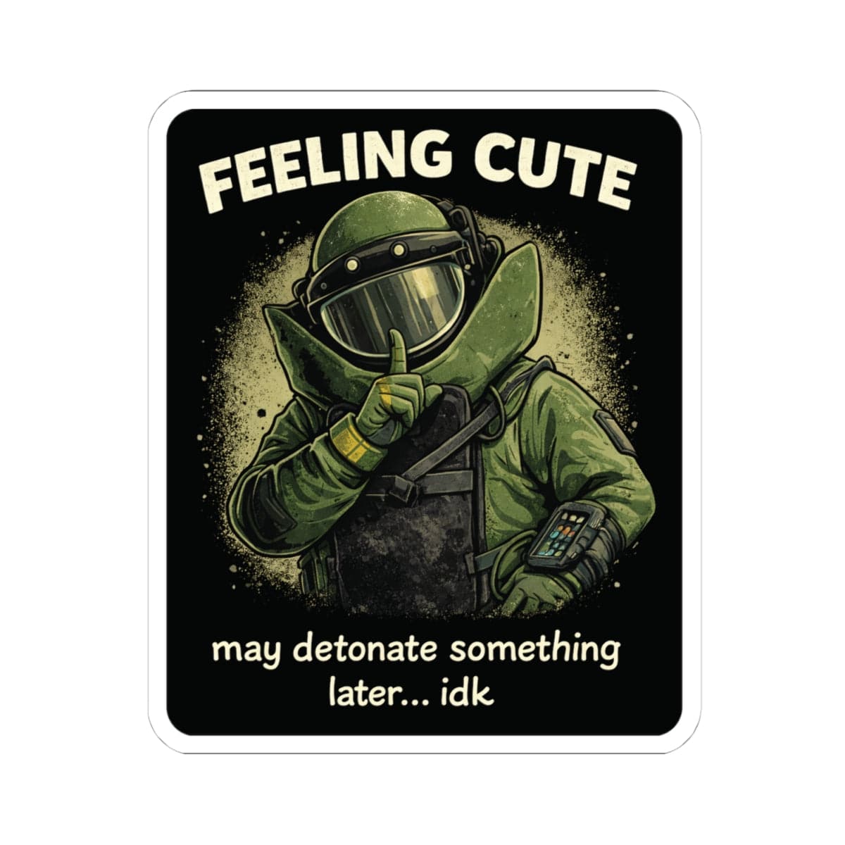 K-Factor Supply Co Feeling Cute Sticker 4" × 4"