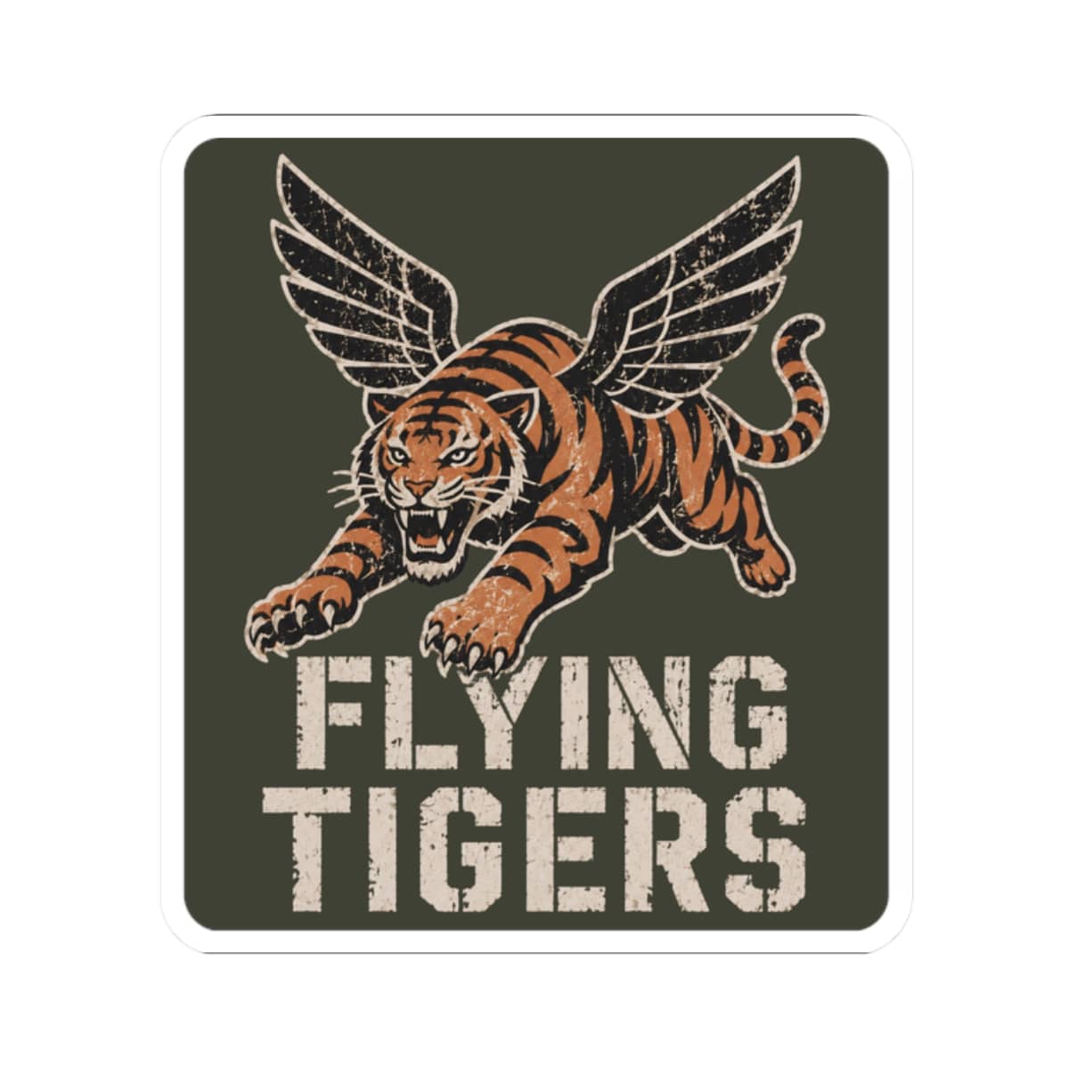 K-Factor Supply Co Flying Tigers Sticker 2" × 2" / White