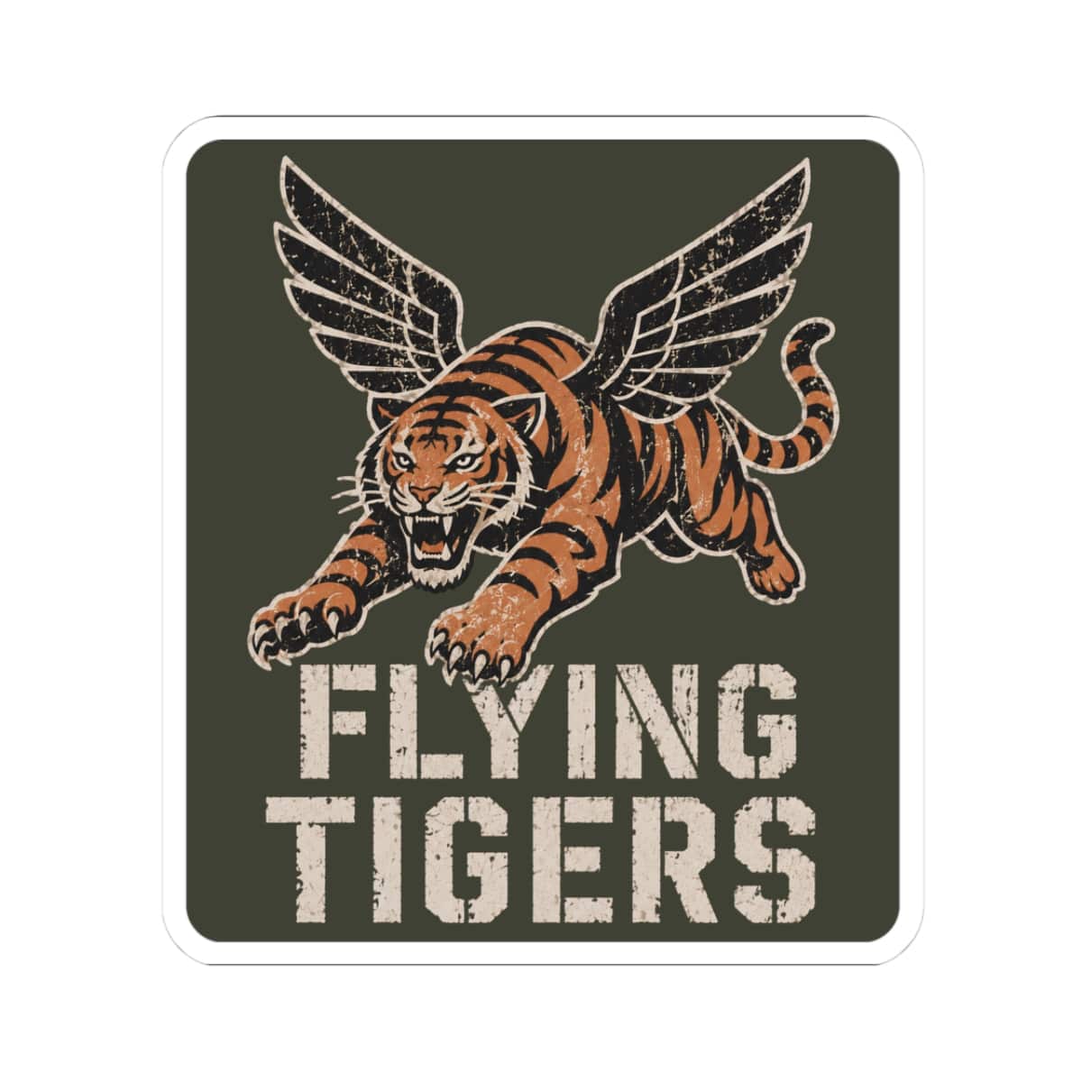 K-Factor Supply Co Flying Tigers Sticker 3" × 3" / White