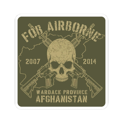 K-Factor Supply Co FOB Airborne - Skull & Carbines Sticker 3" × 3" / White