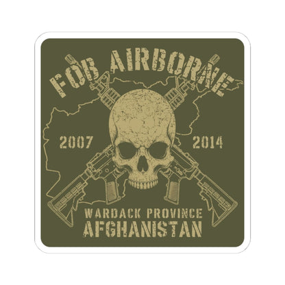 K-Factor Supply Co FOB Airborne - Skull & Carbines Sticker 6" × 6" / White