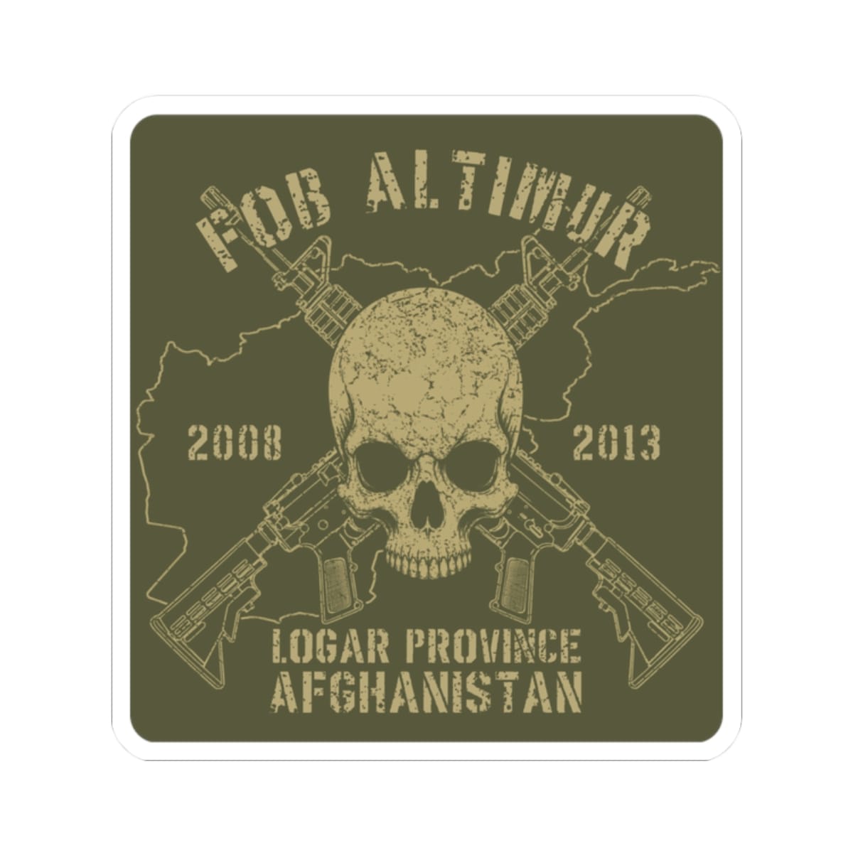 K-Factor Supply Co FOB Altimur - Skull & Carbines Sticker 2" × 2"