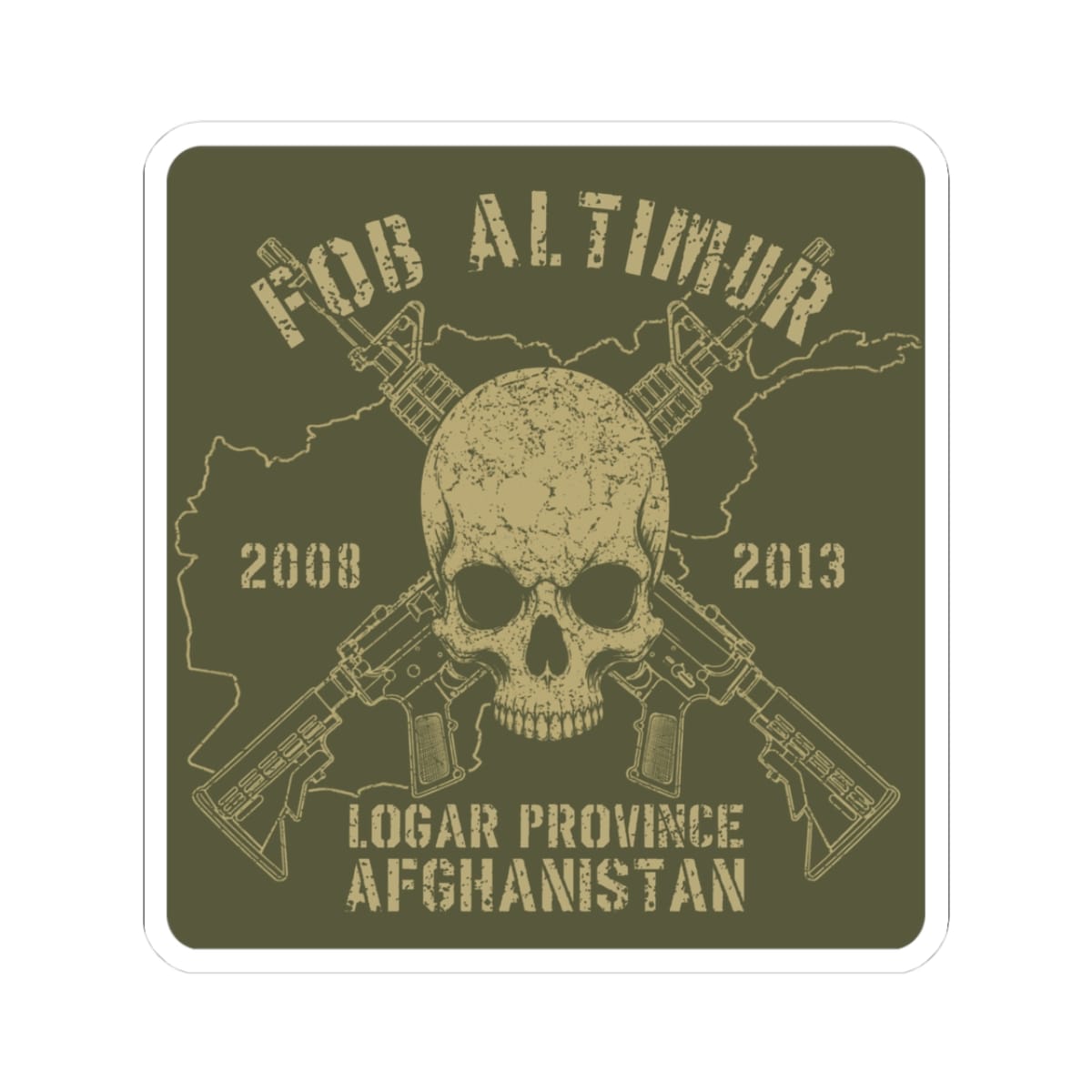 K-Factor Supply Co FOB Altimur - Skull & Carbines Sticker 3" × 3"