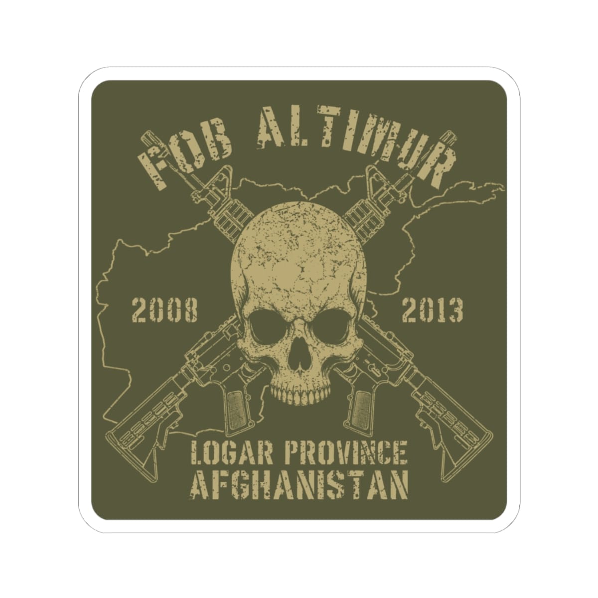 K-Factor Supply Co FOB Altimur - Skull & Carbines Sticker 6" × 6"