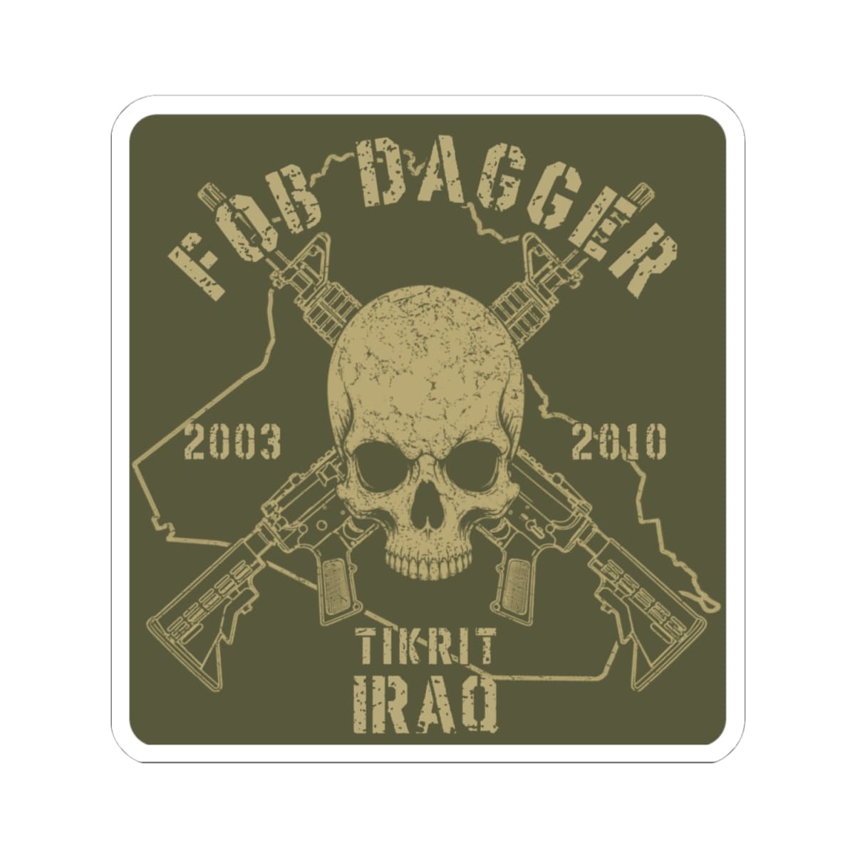 K-Factor Supply Co FOB Dagger - Skulls & Carbines Sticker 4" × 4"