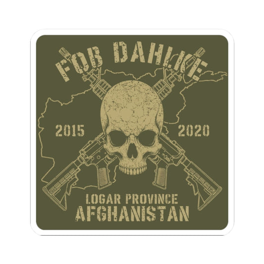 K-Factor Supply Co FOB Dahlke - Skulls & Carbines Sticker 2" × 2" / White