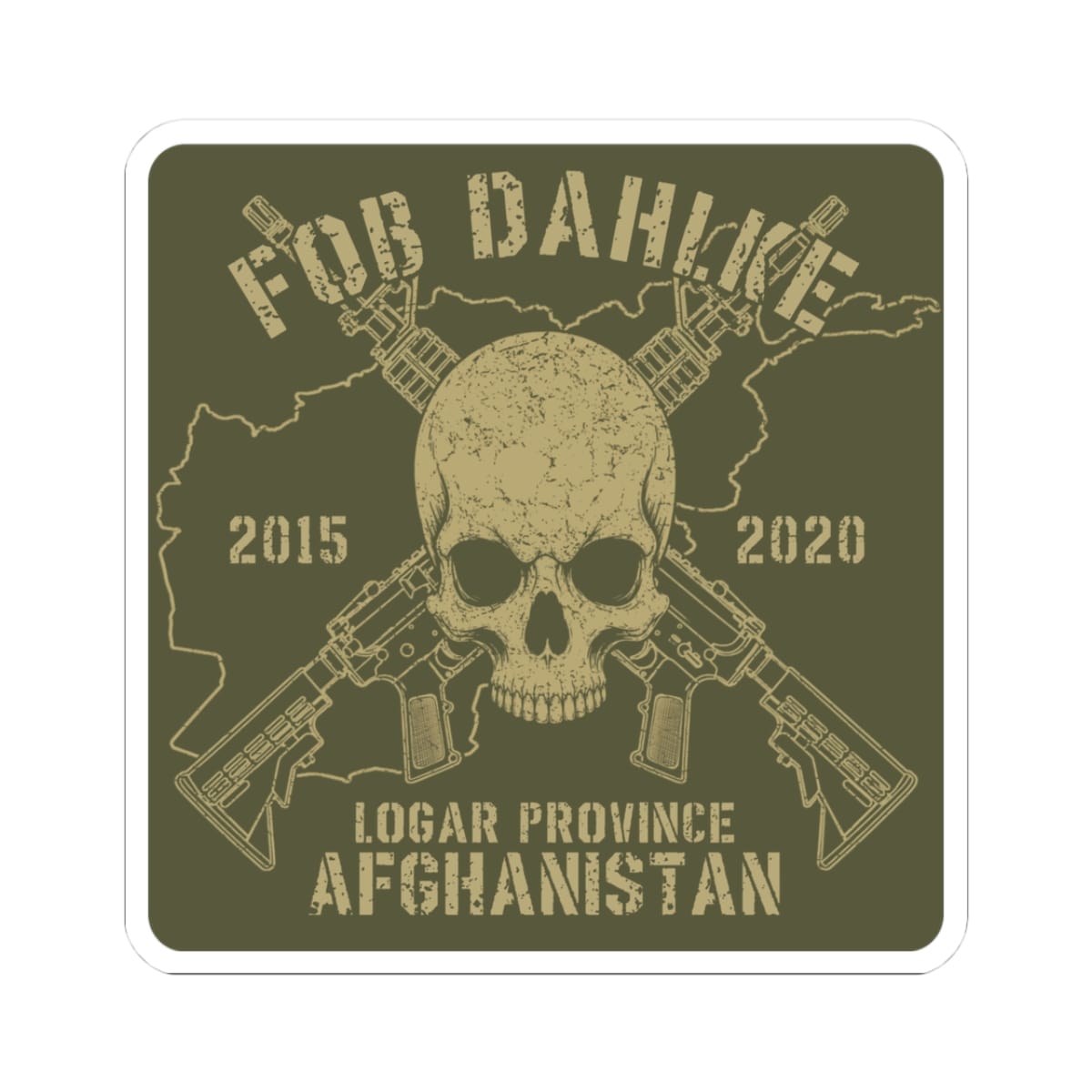 K-Factor Supply Co FOB Dahlke - Skulls & Carbines Sticker 3" × 3" / White