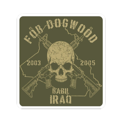 K-Factor Supply Co FOB Dogwood - Skulls & Carbines Sticker 2" × 2" / White