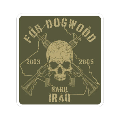 K-Factor Supply Co FOB Dogwood - Skulls & Carbines Sticker 3" × 3" / White
