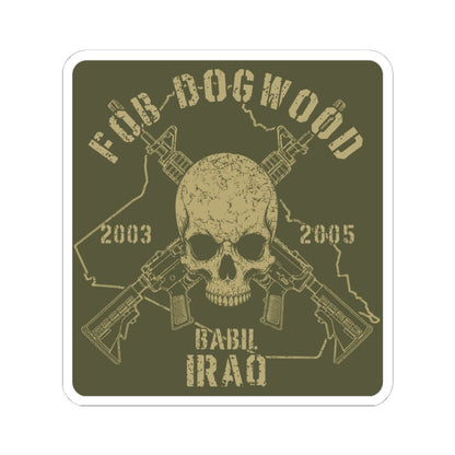 K-Factor Supply Co FOB Dogwood - Skulls & Carbines Sticker 6" × 6" / White