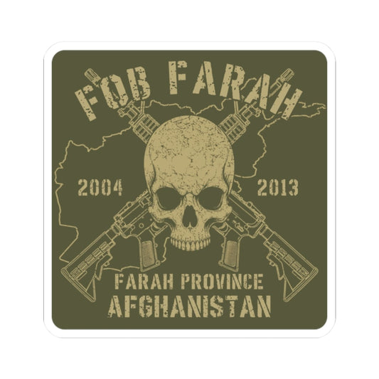 K-Factor Supply Co FOB Farah - Skulls & Carbines Sticker 2" × 2" / White