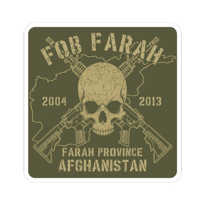 K-Factor Supply Co FOB Farah - Skulls & Carbines Sticker 3" × 3" / White