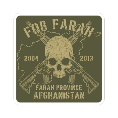 K-Factor Supply Co FOB Farah - Skulls & Carbines Sticker 4" × 4" / White