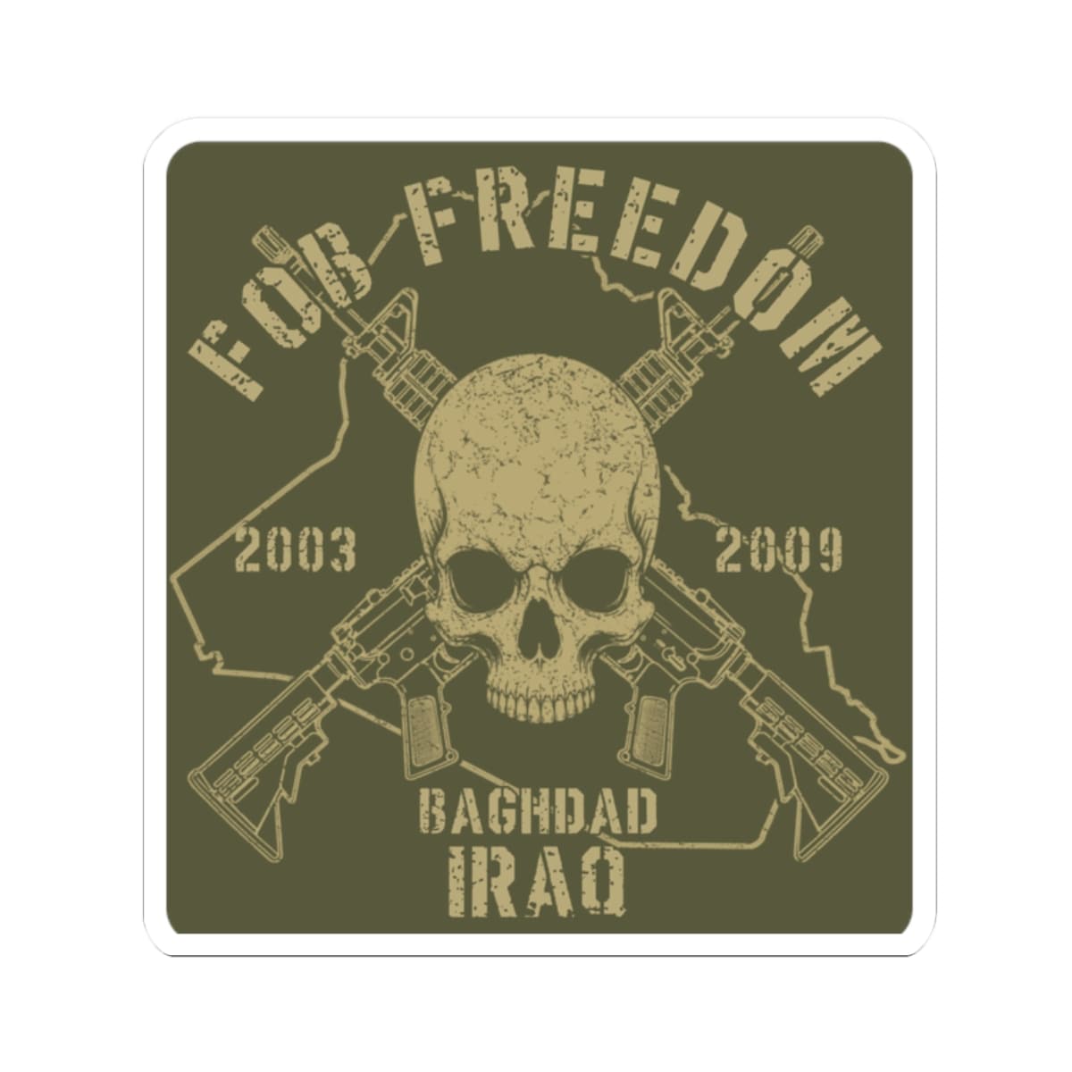 K-Factor Supply Co FOB Freedom - Skulls & Carbines Sticker 2" × 2" / White