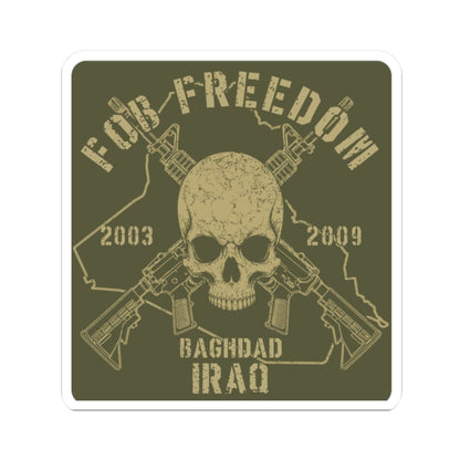 K-Factor Supply Co FOB Freedom - Skulls & Carbines Sticker 2" × 2" / White