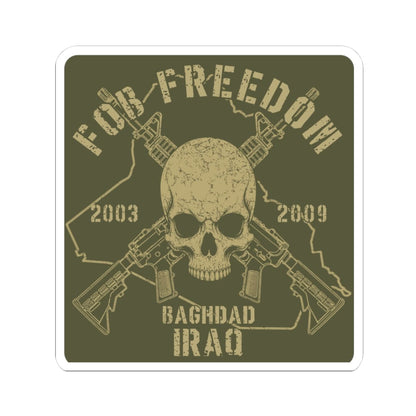 K-Factor Supply Co FOB Freedom - Skulls & Carbines Sticker 3" × 3" / White