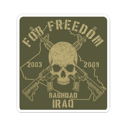 K-Factor Supply Co FOB Freedom - Skulls & Carbines Sticker 4" × 4" / White