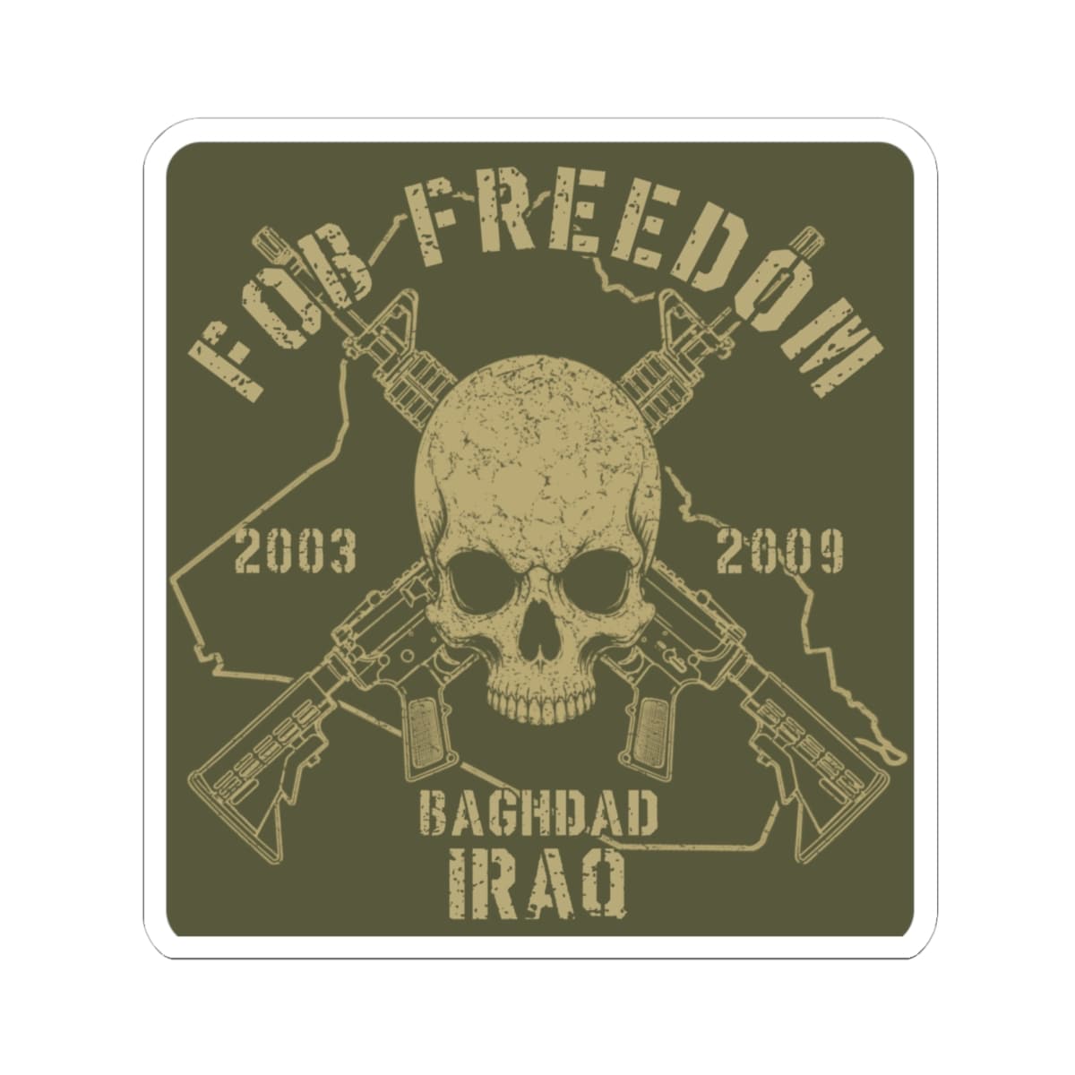 K-Factor Supply Co FOB Freedom - Skulls & Carbines Sticker 6" × 6" / White