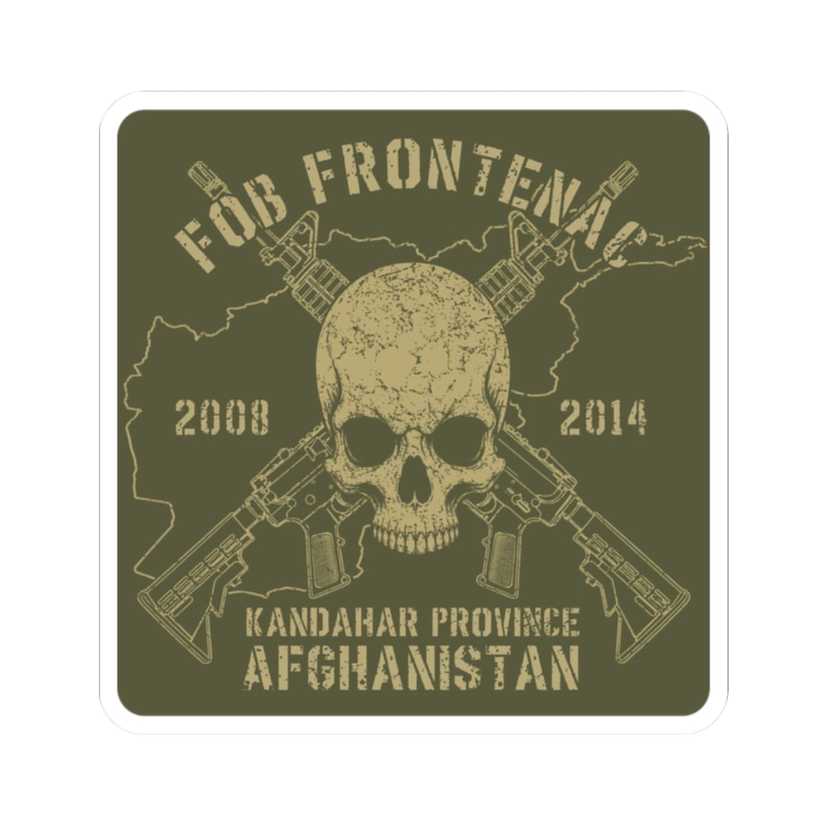 K-Factor Supply Co FOB Frontenac - Skull & Carbines Sticker 2" × 2"