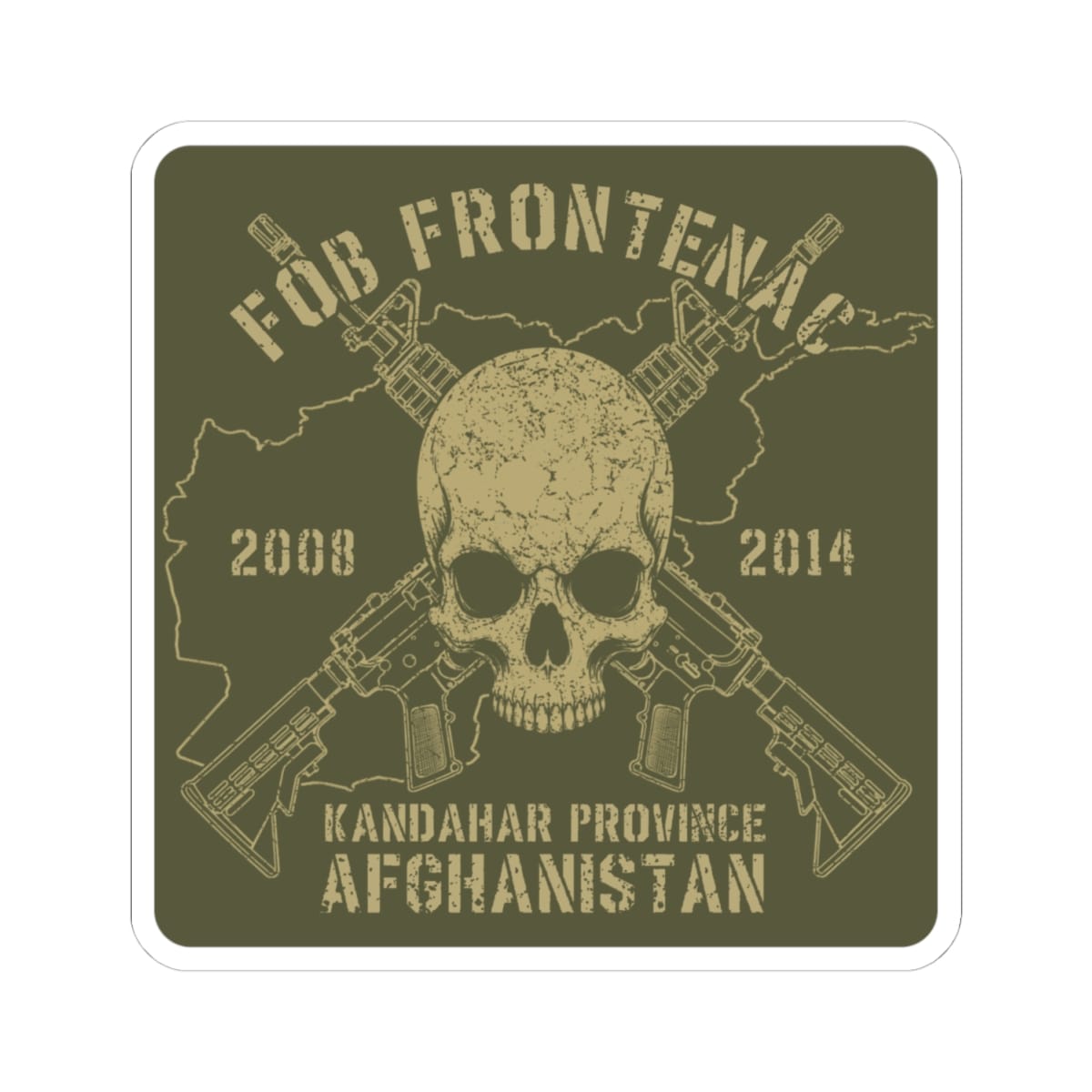 K-Factor Supply Co FOB Frontenac - Skull & Carbines Sticker 4" × 4"