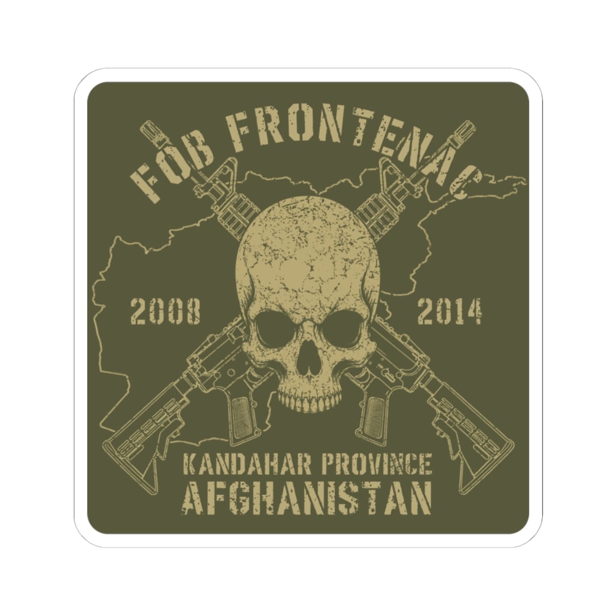 K-Factor Supply Co FOB Frontenac - Skull & Carbines Sticker 6" × 6"
