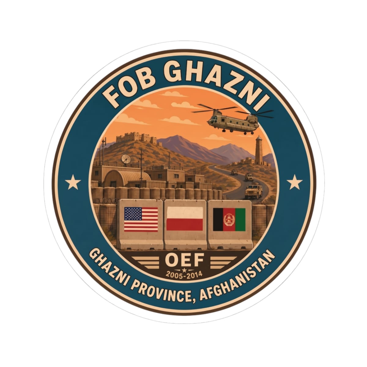 K-Factor Supply Co FOB Ghazni Icon Mk 1 Sticker 3" × 3"