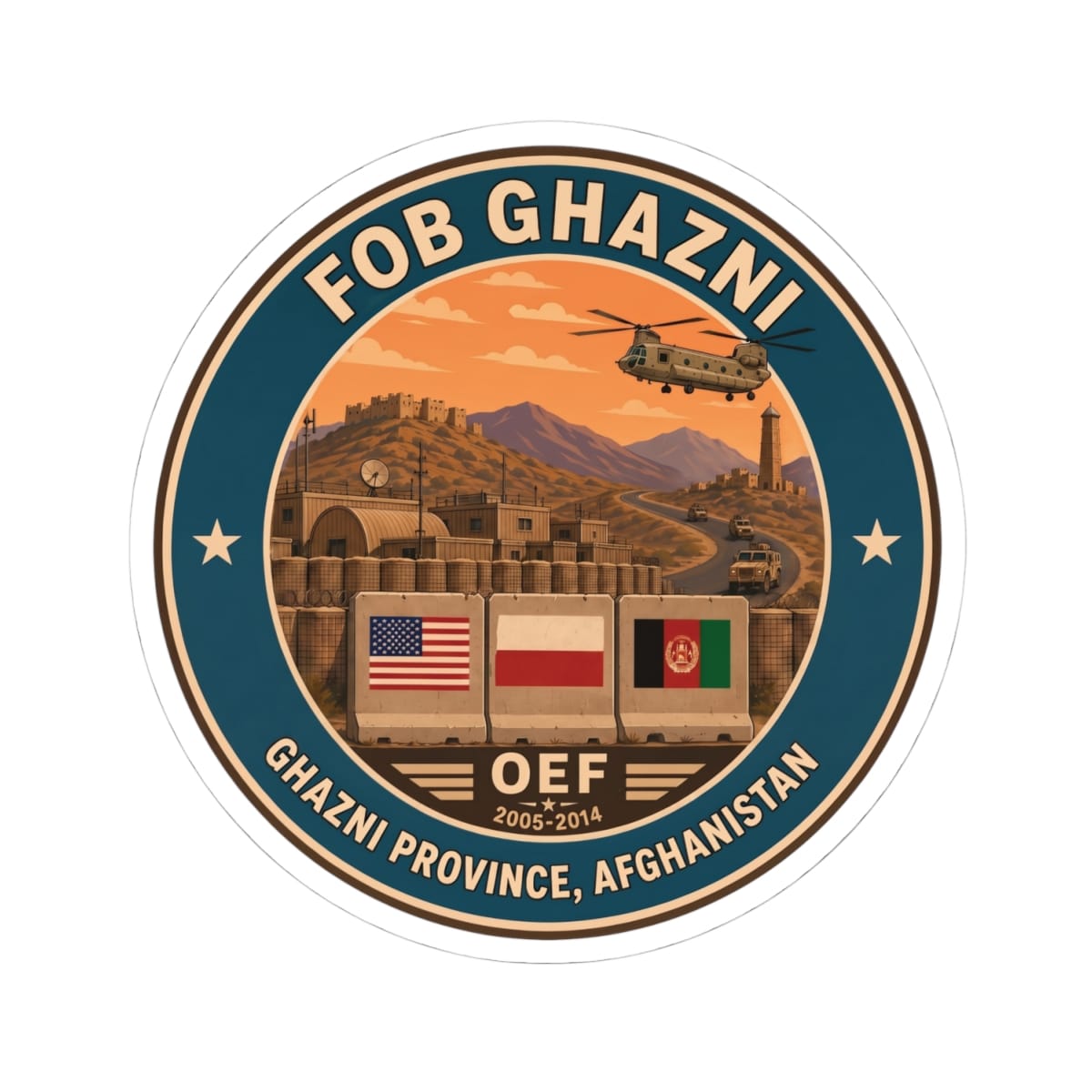 K-Factor Supply Co FOB Ghazni Icon Mk 1 Sticker 4" × 4"