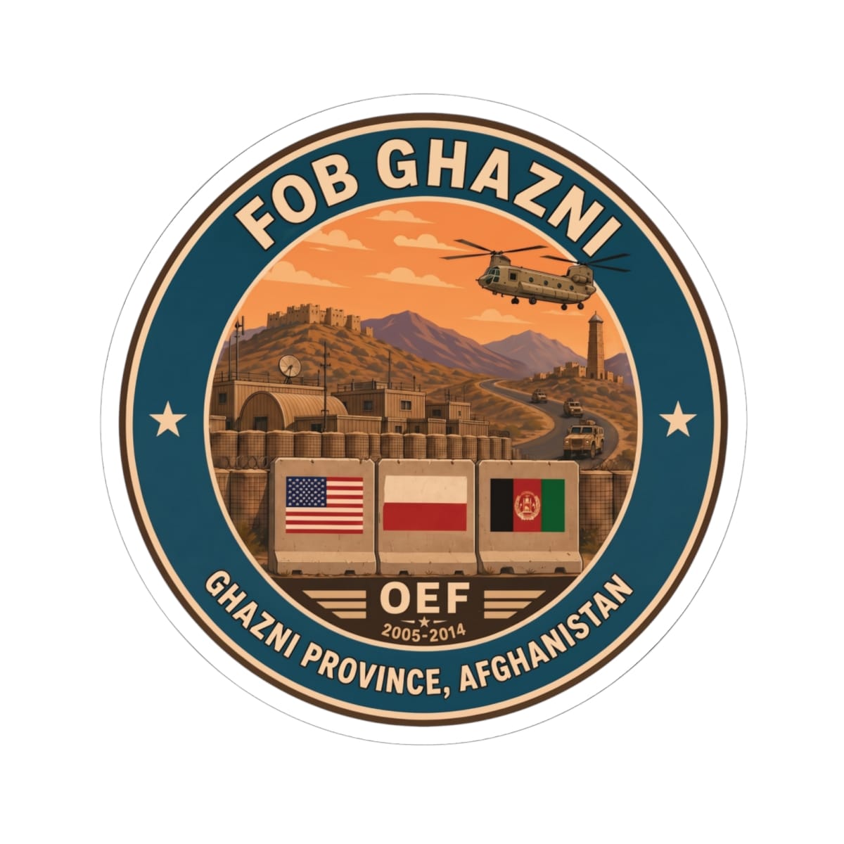 K-Factor Supply Co FOB Ghazni Icon Mk 1 Sticker 6" × 6"
