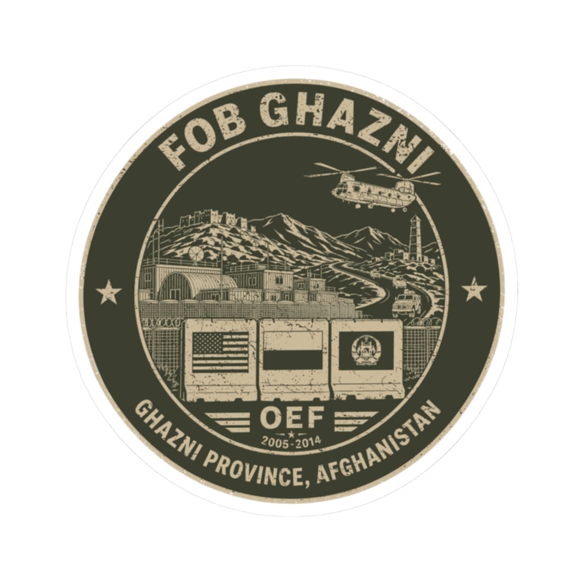 K-Factor Supply Co FOB Ghazni Icon Mk 2 Sticker 2" × 2"