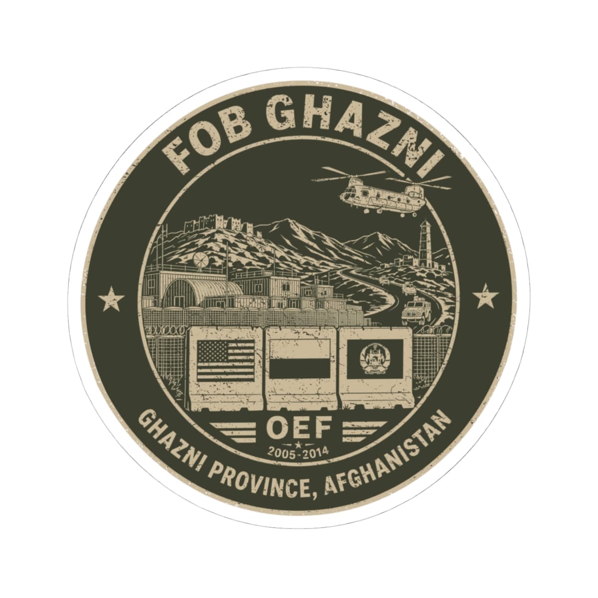 K-Factor Supply Co FOB Ghazni Icon Mk 2 Sticker 4" × 4"