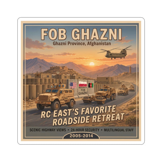 K-Factor Supply Co FOB Ghazni Travel Sticker 2" × 2"