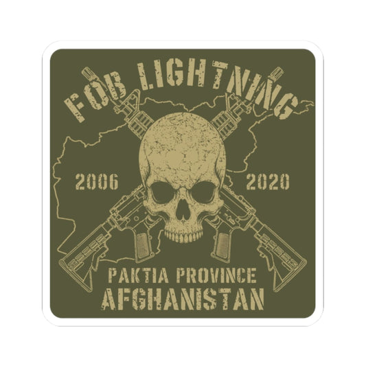 K-Factor Supply Co FOB Lightning - Skulls & Carbines Sticker 2" × 2" / White