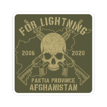 K-Factor Supply Co FOB Lightning - Skulls & Carbines Sticker 3" × 3" / White