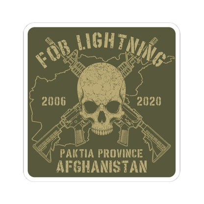 K-Factor Supply Co FOB Lightning - Skulls & Carbines Sticker 4" × 4" / White