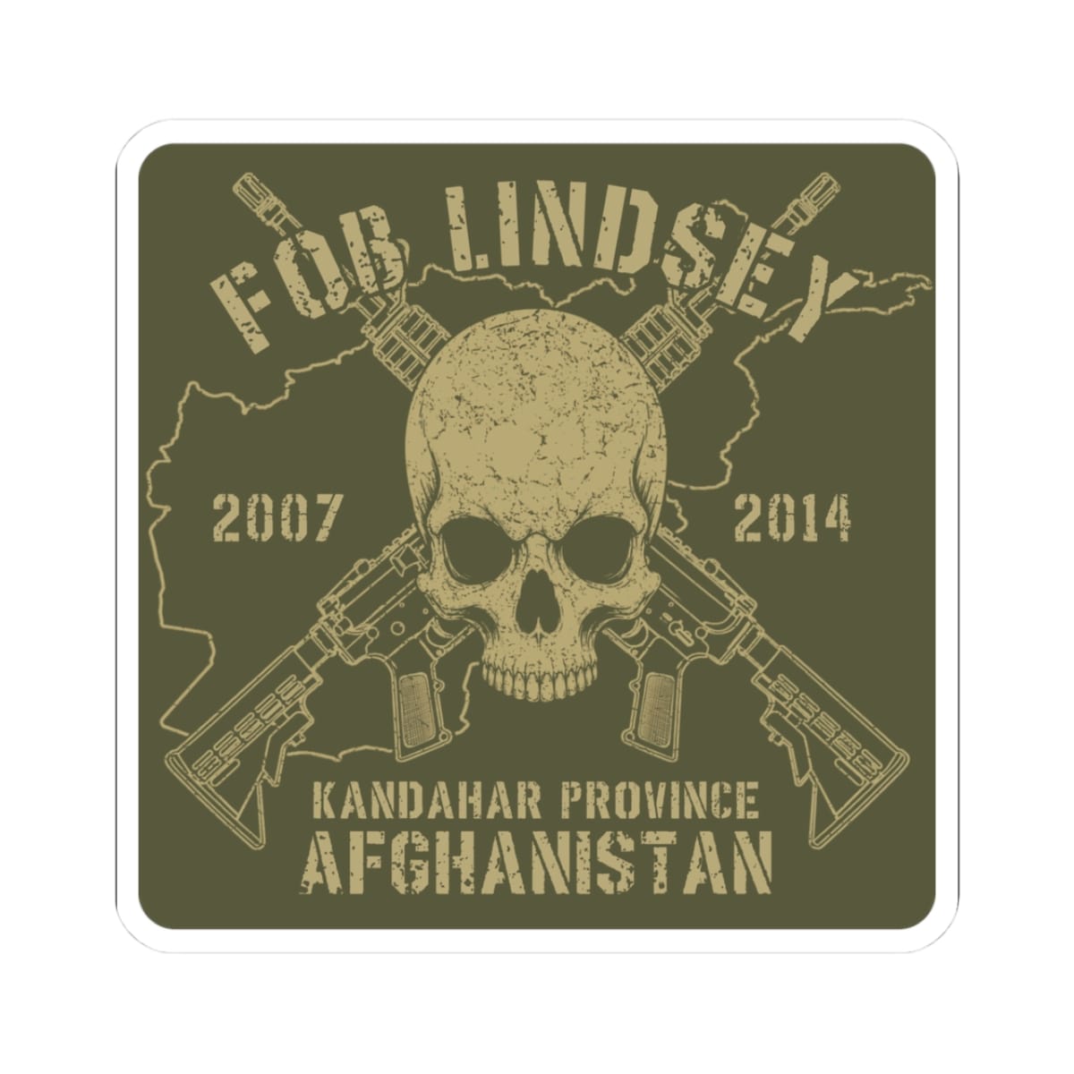 K-Factor Supply Co FOB Lindsey - Skull & Carbines Sticker 3" × 3"