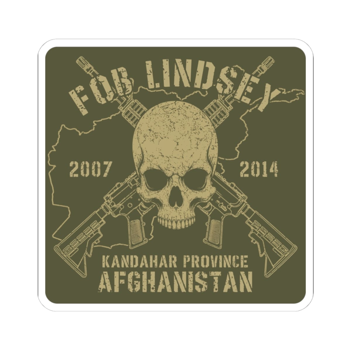 K-Factor Supply Co FOB Lindsey - Skull & Carbines Sticker 6" × 6"