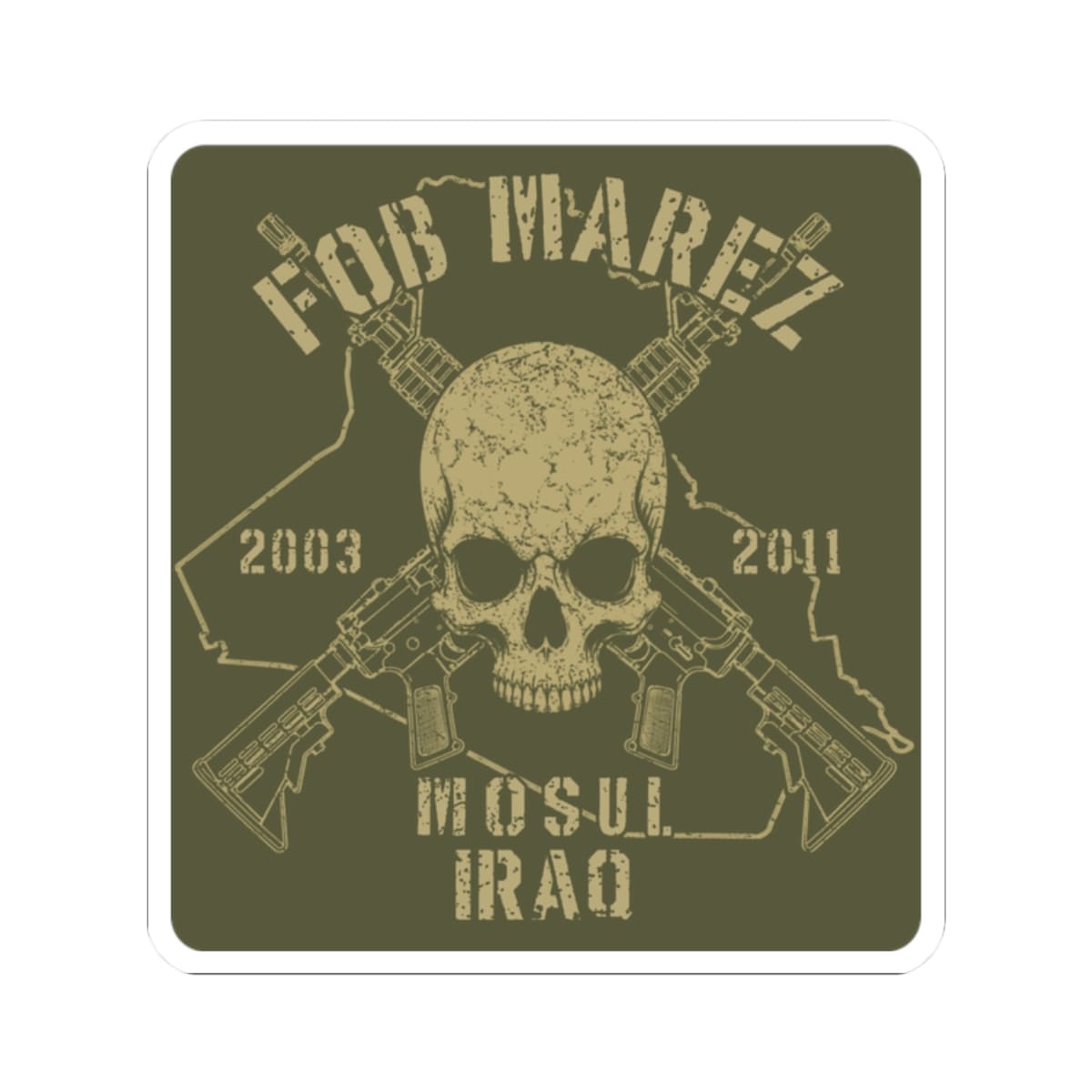 K-Factor Supply Co FOB Marez - Skull & Carbines Sticker 2" × 2"