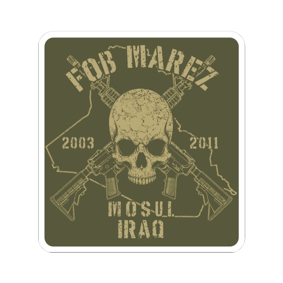 K-Factor Supply Co FOB Marez - Skull & Carbines Sticker 3" × 3"